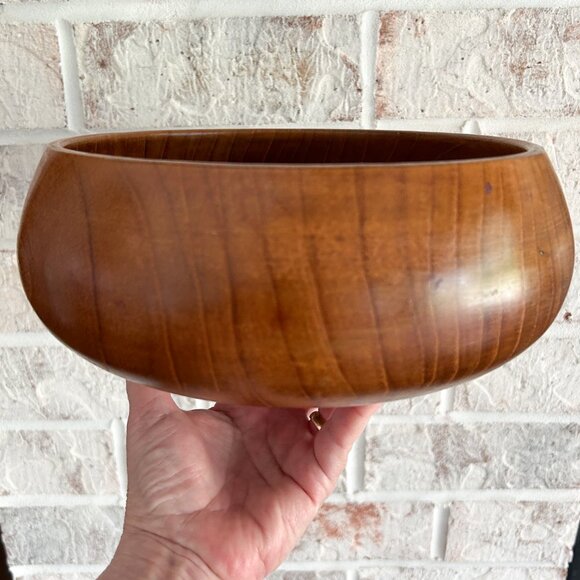 Vintage Teak Wooden Salad Bowl, Teak Salad Bowl, Midcentury Wooden Bowl - Picture 4 of 5